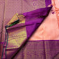 Apricot Yazhi — Pure Silk Kanchipuram Saree
Soft apricot-peach body with royal-purple korvai border featuring antique-gold Yazhi & Mayil motifs and temple edges.
Silk Mark Certified • Blouse Stitching ($30) • Free USA Shipping • Ships in 2 Weeks