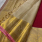 Senthamarai – Deep Cherry Red Zari Kattam Pure Kanchipuram Silk Saree with Biscuit Beige Border, Pink Peacock Motifs & Zari Striped Blouse (Silk Mark Certified)