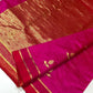 Pure silk Chanderi handloom vibrant pinck saree with red border
