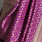 Luxurious deep purple silk Katan Banarasi, exquisitely soft and lightweight.
All-over jaal work in stunning sona roopa (gold & silver)for timeless elegance.
Handwoven Raw Mango–style by certified Banarasi weaver family from Azamgarh.
Ready to ship from NJ