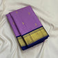 Close view of leaf butta motifs on lavender Kanchipuram silk saree