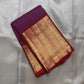 Aubergine Purple pure silk Kanchipuram saree, Vairaoosi weave with Antique Gold Zari border — blouse piece detail
