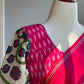 "Charu" collection - Ikat and kalamkari blouse in pink,green and white
