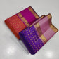 Violet Bloom – Pure Kanchipuram Silk Saree
Royal purple body in fine kattam checks with oval buttas ✨
Rose-pink korvai borders in ornate 2g zari

Silk Mark Certified, delivery in 2 weeks