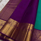 Sindhu- Teal & Purple Kanchipuram Pure Silk Saree with Floral Jaal & Mayil Border
A rich teal base adorned with delicate floral jaal and regal purple mayil borders creates timeless elegance. The diamond-motif pallu adds a bold, sophisticated finish to th