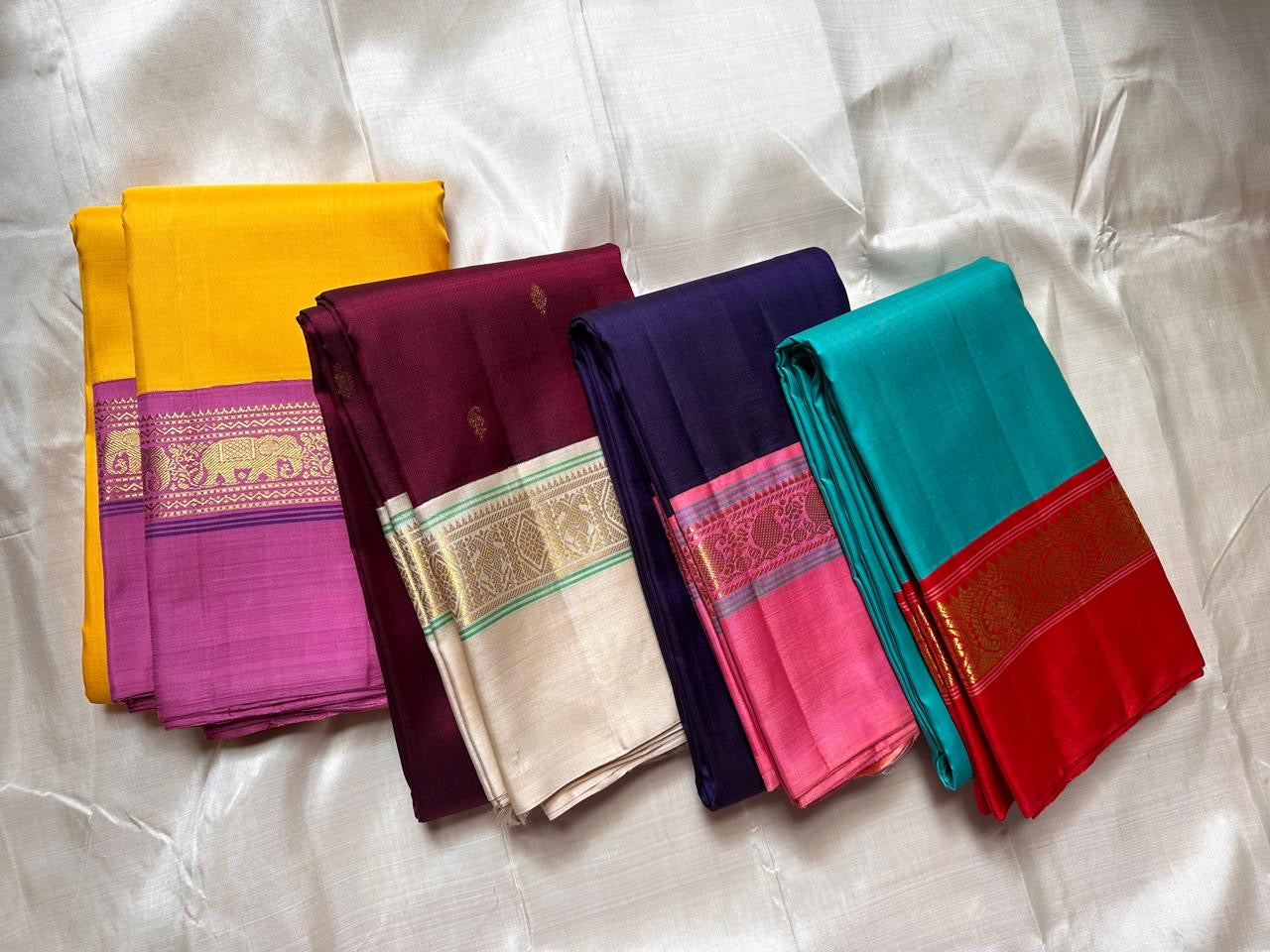Maroon  Pure Kanchipuram Silk Saree with Kaal Erangina ivory  Zari Border