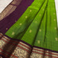 Kili Pachai Green Pure Silk Kanjivaram Peacock Butta Saree with Plum Zari Border – view 2