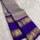 Coordinated pallu view of the neelam blue Rettapet saree.
