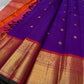 Mayuri -Purple Coral Pure Silk Kanchipuram Saree with Kamalam Buttas, Red-Orange Mayil Border & Exquisite Vanasringaram Zari Pallu