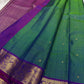 Vrindavan Meadow
Peacock Vairaoosi in Emerald & Lagoon Blue
Pure Kanchipuram Silk · Zari-Woven Border Grandeur