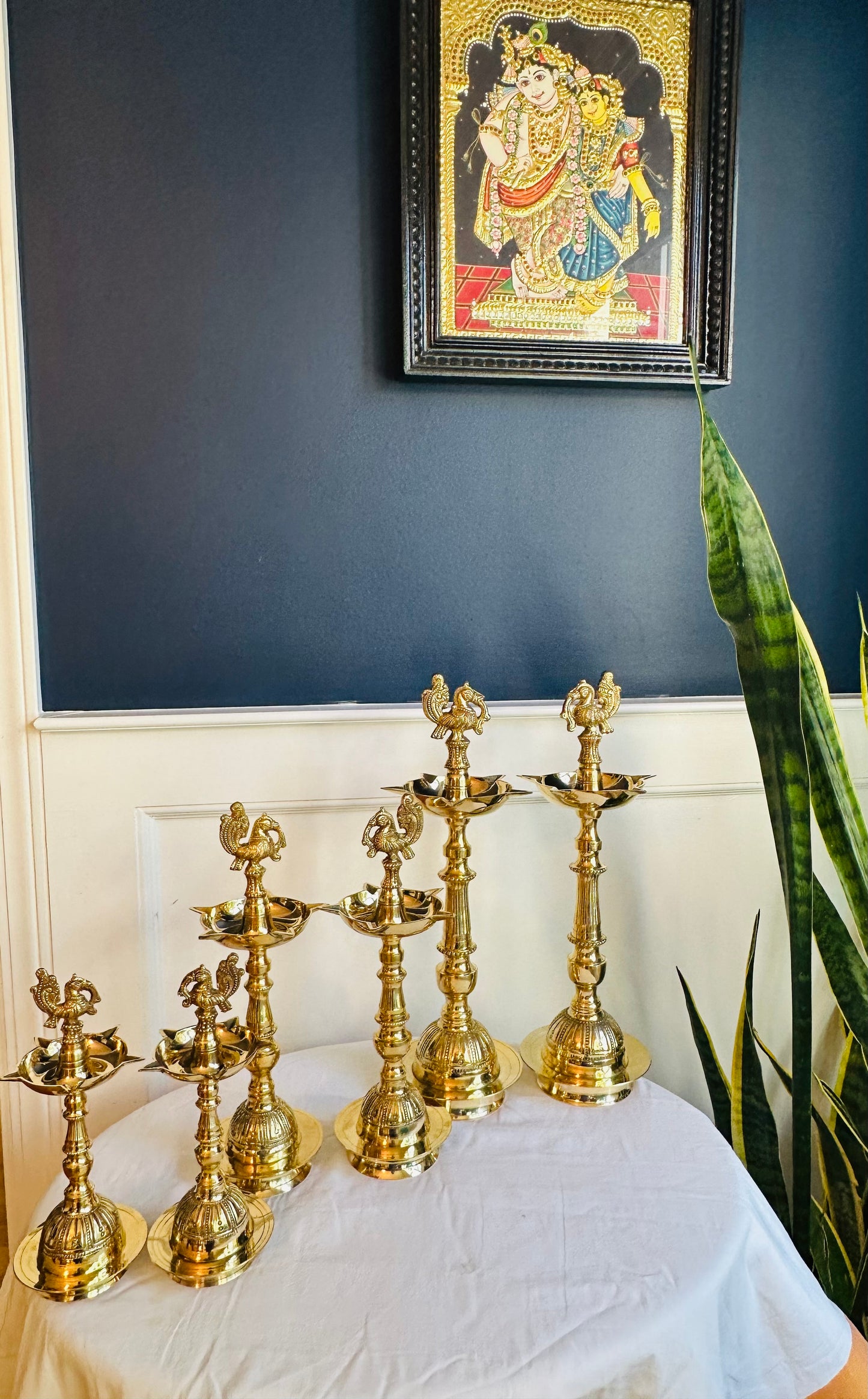 Pair solid brass of traditional kuthuvilakku, Annalakshmi deepam or nilavilakku,diya lamp