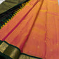 Emarald Kesar Grove — Pure Handloom Kanchipuram Silk Saree 🌿
Peach pink to Coral Dual Tone with Gold Buttas & Deep Emerald Korvai Border ✨3g pure Zari 
Silk Mark Certified • free shipping within usa • Ships in Two Weeks ✅
