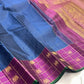 Slate blue and Kathiripoo purple Kancheepuram Zari Kattam saree