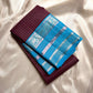 Plum Cocoa Neelam — Pure Silk Kanchipuram Saree
Rich plum-cocoa body with zari kattam checks ✨
Contrast neelam-blue korvai border & lilac-silver zari pallu 🌊
Silk Mark Certified • Ships in Two Weeks • Free Shipping within USA