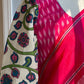 "Charu" collection - Ikat and kalamkari blouse in pink,green and white
