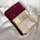 Maroon  Pure Kanchipuram Silk Saree with Kaal Erangina ivory  Zari Border
