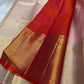 Lalima – Bud Pink Annam & Floral Adai in Pure Zari ✨
Broad Baavanji & Varisaipettu Borders with Crimson-Orange Selvedge
Ornate 3g Zari Pallu in Heritage Weave
Includes Matching Orange-Red Silk Blouse