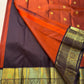 Rust orange Terracotta, Yanai Butta
 — Coffee Brown Korvai Kanchipuram
Deep coffee-brown korvai borders with wide antique-gold kaddi & floral vines
Silk Mark Certified | Free Shipping within USA | Ships in Two Weeks
Blouse Stitching available $30