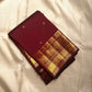 Deep brown small flower motif with vanasringaram and Rudhraksham border pure silk mark certified Kanchipuram saree
