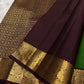 Shringaram – Green — Pure Silk Kanchipuram

Emerald-green body with coin buttas & grand mango (mankolam) motifs

Deep coffee-brown korvai borders with peacock panel zari

Rich coffee-brown brocade pallu with circular & diamond jaal

Silk mark