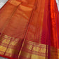 Fiery orange red shot double  color small flower motif with vanasringaram and Rudhraksham border pure silk mark certified Kanchipuram saree