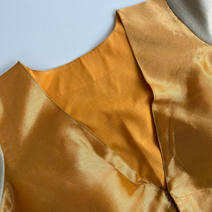 “Riva” - Pure tissue silk blouse - gold with silver sleeves