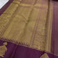 Dusty purple twin peacock Kanchipuram zari kattam saree, showing body, border and detailed gold zari pallu