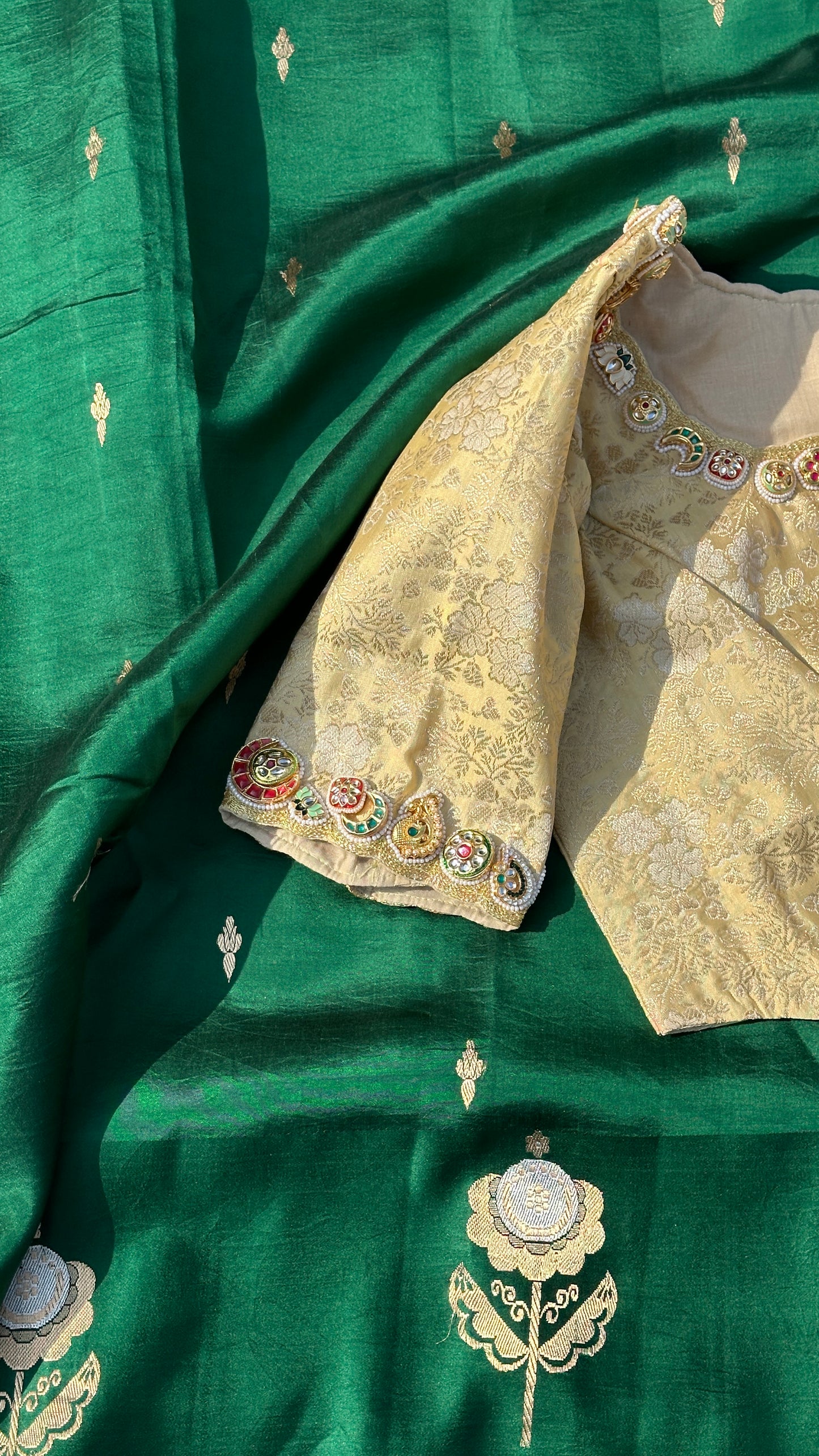 Banarasi blouse embroidered with meenakari work