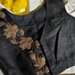 "zoya" collection - Pure raw silk ( 100gms) embroidered blouse in gold, silver and copper zardosi in black