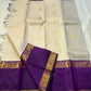 Ivory Violet Vairaoosi — Pure Silk Kanchipuram Saree
Pearl-Ivory Vairaoosi Body with Gold Round Buttas ✨
Deep Violet Korvai Border & Chevron Zari Pallu • Silk Mark Certified • Free USA Shipping • ships in 2 weeks