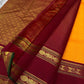 Vasantha Malli ✨ — Pure Silk Kanchipuram
Sunset-orange body with fine textured weave 🌸
Deep maroon borders with kasu zari & temple motifs ✨
Grand brocade pallu with traditional circular jaal 🪔 Perfect for Diwali & festive drapes
Silk Mark Certified • Fr