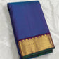 Pure silk Kanjivaram saree in midnight indigo blue with traditional zari detailing – close up