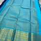 Ramya – Royal Blue Kanchipuram Pure Silk Saree with Zari Peacock Buttas, Sky Blue Varisaipet Border & Pastel Blue Pallu”