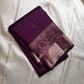 Vibha plum - A Deep Plum Pure Kanchipuram Silk Saree Blending the Grandeur of South Indian Weaving with Paithani-Inspired Floral Zari Borders and a Lustrous Rose Gold zari Pallu