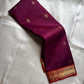 Maroon Kolam Korvai – deep wine-maroon body with tiny kolam buttas

Contrast burnt-orange korvai border with temple triangles & intricate kolam motifs

Silk Mark Certified | Fall & Pico Done | Blouse Stitching Available ($30)

Free Shipping 2 weeks