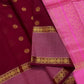 Cherry Red Silk Cotton Saree  
Raspberry Pink Rettapet Border  
Pavun Coin Butta All Over  
Grand Floral & Rudraksham Pallu