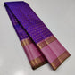 Violet Bloom – Pure Kanchipuram Silk Saree
Royal purple body in fine kattam checks with oval buttas ✨
Rose-pink korvai borders in ornate 2g zari

Silk Mark Certified, delivery in 2 weeks