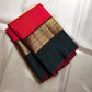 Scarlet Grove – Pure Kanchipuram Silk Saree
Fiery scarlet body with delicate golden leaf buttas ✨
Deep green korvai borders in rich zari temple motifs

Silk Mark Certified, delivery in 2 weeks