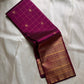 Purple with gold Zari kattam with ornate border pure silk Kanchipuram with mayil chakram zari butta and detailed Pallu