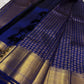 Tara – Royal Blue Kanchipuram Pure Silk Saree with shimmering Blue silk and Zari woven Mayil Motifs
The bold Baavanji border and exquisite chevron pallu add grandeur! Pure silk zari stunner