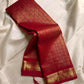 Ratna Rekha — Pure Silk Kanchipuram Saree
Deep kumkum red body with gold coin buttas, rich woven zari jaal pallu, and antique-gold floral borders.
Silk Mark Certified • Blouse Stitching ($30) • Free USA Shipping • Ships in 1 Week