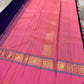 Purple  Pure Kanchipuram Silk Saree with Kaal Erangina pink Zari Border