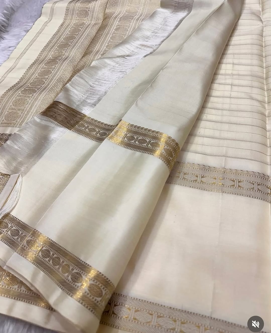Sathia – A Radiant Ivory Kanchipuram Silk Saree with Zari Checks, Rettai Pet Rudhraksham Borders & a Grand Pallu Woven in Sacred Rudhraksham Motifs