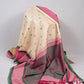 Ivory & Lotus Pink No-Zari Kanchipuram Silk Saree