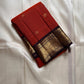 Amber Plume – Pure Kanchipuram Silk Saree
Amber Burnt-Orange Body with Vaira Oosi Stripes
Rudhraksham & Mayil Zari Woven Buttas All Over
Contrast Coffee-Brown Border with Peacock Motif Panel

Silk Mark Certified, delivery in 2 weeks