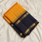 Golden Yellow Kanjivaram silk saree with fine Zari Veldhari weave