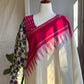 "Charu" collection - Ikat and kalamkari blouse in pink,green and white