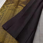 Pure silk kanchipuram grey with zari thazhampoo reku darkest brown or podi color selvedge and Pallu