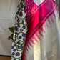 "Charu" collection - Ikat and kalamkari blouse in pink,green and white