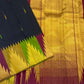 Ettukol Karuppu — Pure Silk Kanchipuram
Inky-black body with parrot-green & mustard buttas, korvai temple peaks in gold, wine & green ✨
Silk Mark Certified • Ships in Two Weeks • Free Shipping within USA